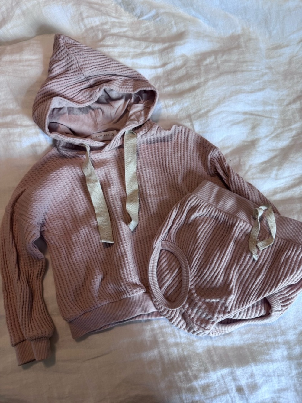 Jamie Kay Blush Waffle-Knit Hoodie & Shorts Set